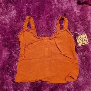 Orange crop tank top